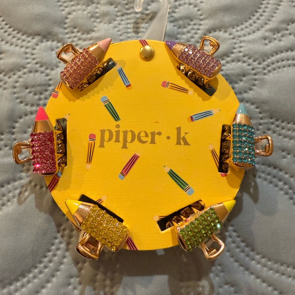 Piper K Rhinestone Pencil Hair Clip Set